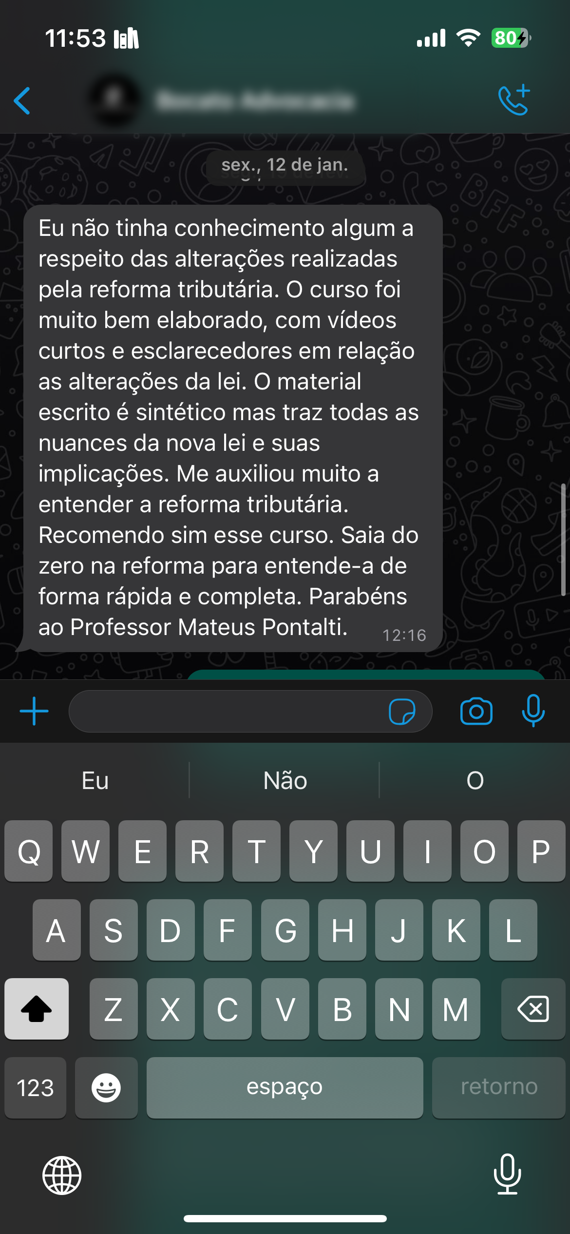 Depoimento de aluno 10