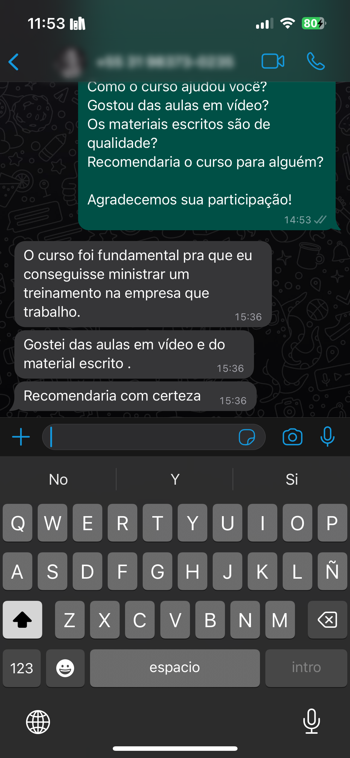 Depoimento de aluno 7