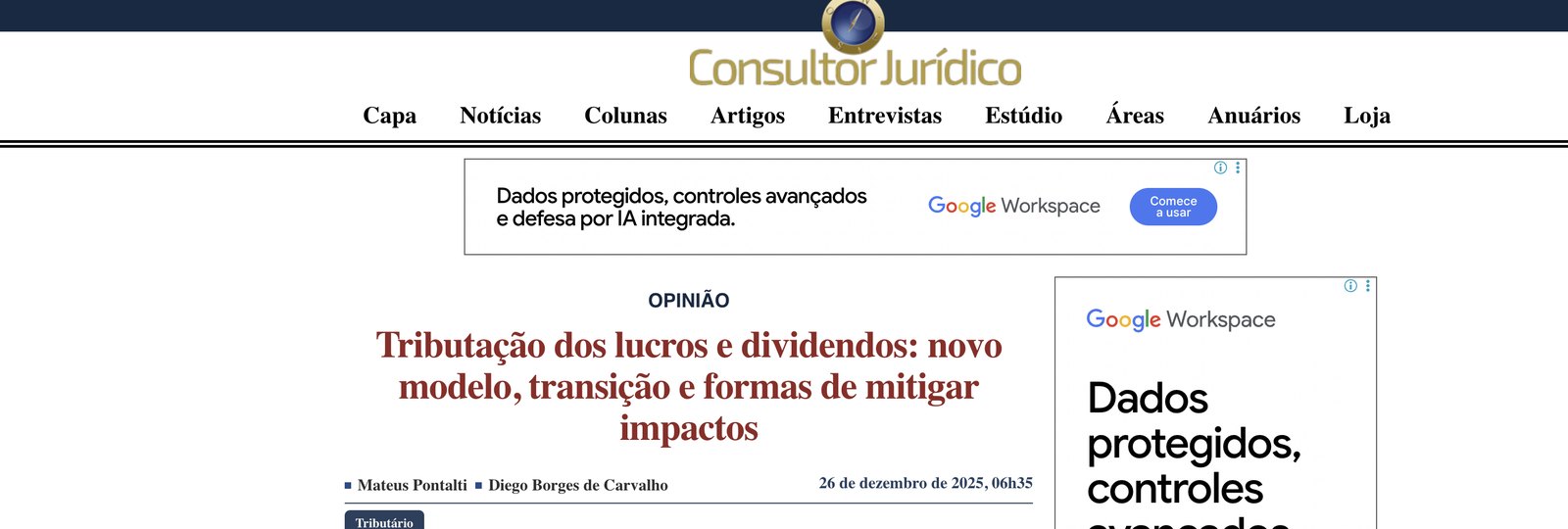 Artigo de Mateus Pontalti publicado no Consultor Jurídico